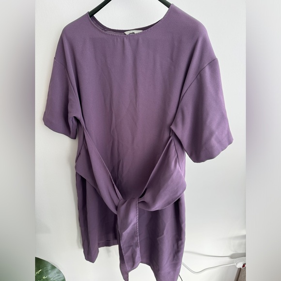 H&M, Eggplant boxy dress with tie - Picture 1 of 3